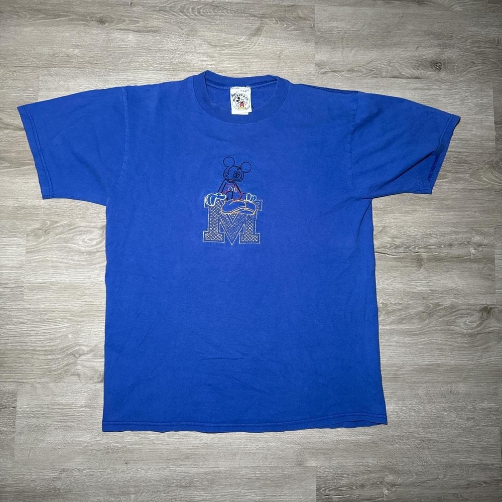 Mickey & Co Vintage 90's Mickey Mouse embroidered blue tee